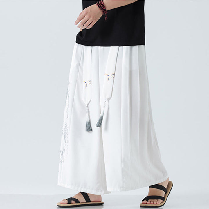 Buddha Stones Spodnie męskie z szerokimi nogawkami i kieszeniami Summer Dragon Drawstring Design Cotton do kostek - image 39