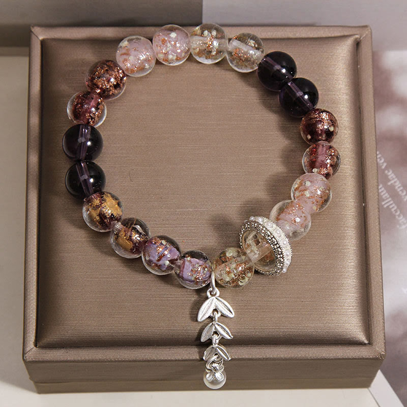 Buddha Stones Bransoletka z zawieszkami z koralików szklanych Liuli w kształcie kolców pszenicy - image 1