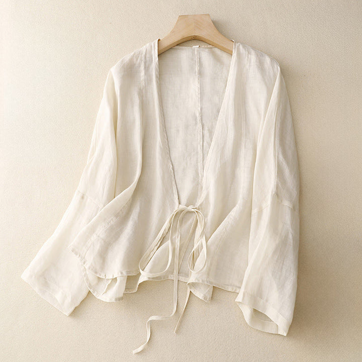 Kimono Buddha Stones Summer Plain Long Sleeve Lace-up Open Front - Bielizna - US12, UK/AU16, EU44 (XL) - image 6
