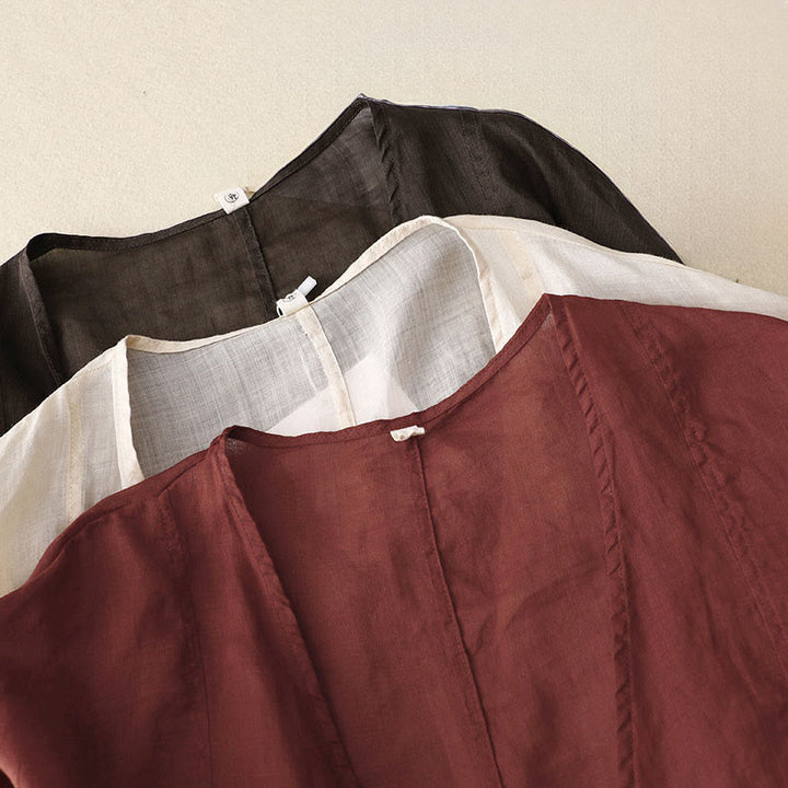 Buddha Stones Letnie, proste, długie rękawy, sznurowane, damskie kimono z otwartym przodem - image 19