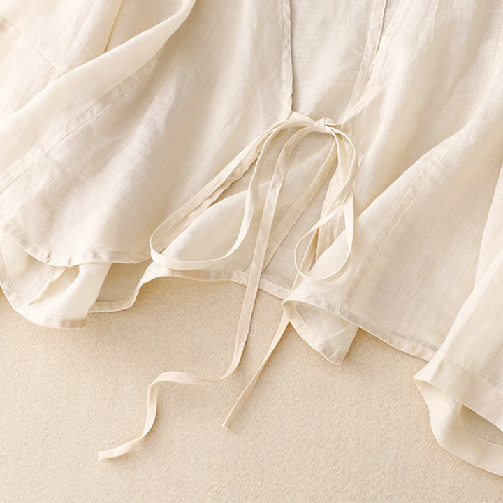 Buddha Stones Letnie, proste, długie rękawy, sznurowane, damskie kimono z otwartym przodem - image 8