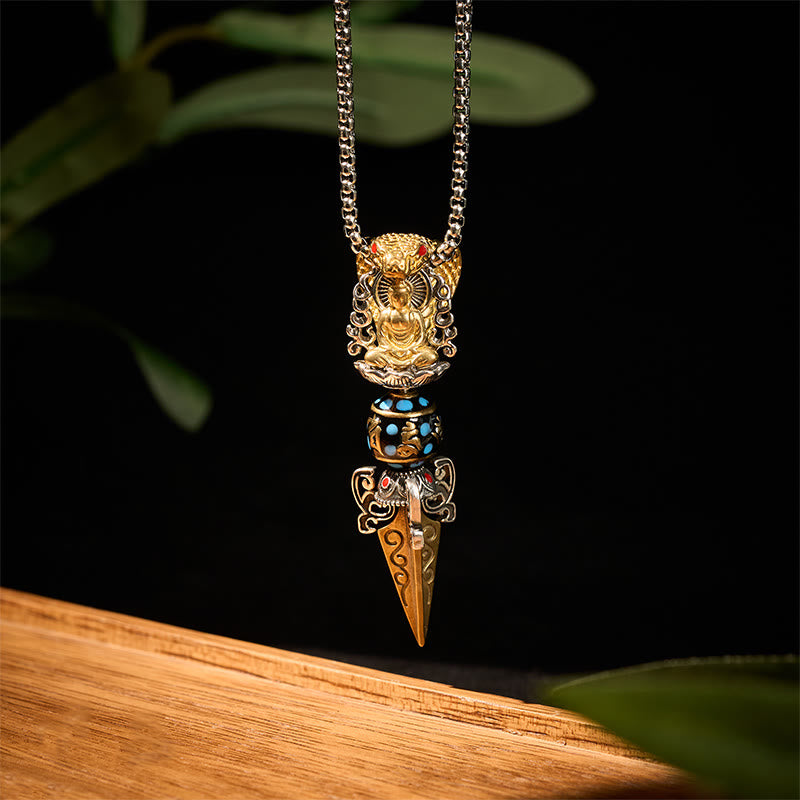 Buddha Stones Tybetański Om Mani Padme Hum Budda Obrót Bogactwa Naszyjnik Wisiorek Vajra - image 1