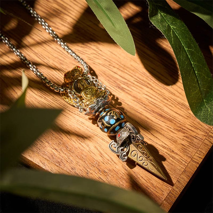 Buddha Stones Tybetański Om Mani Padme Hum Budda Obrót Bogactwa Naszyjnik Wisiorek Vajra - image 3