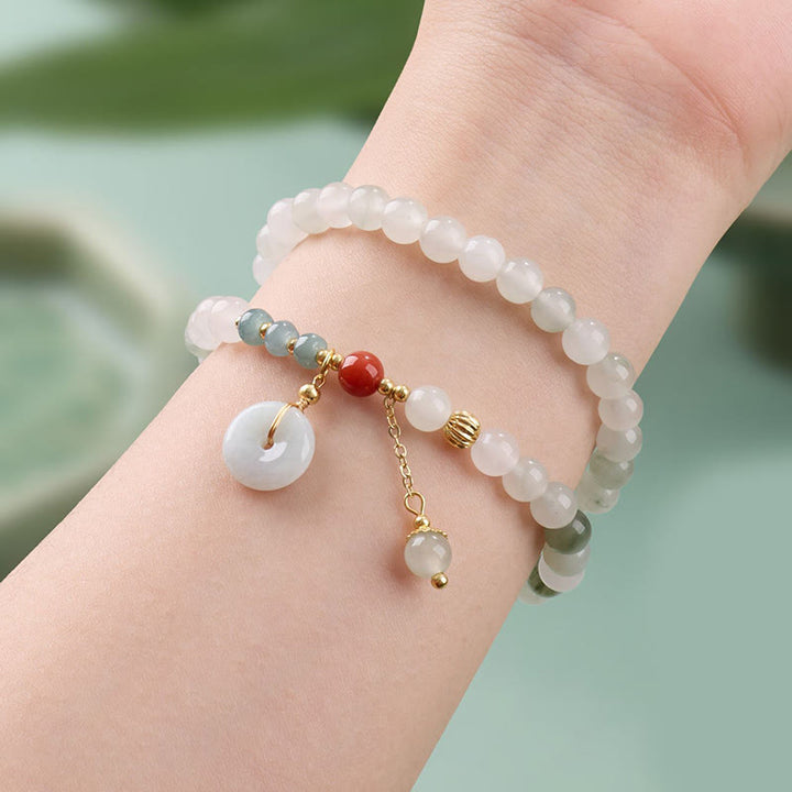 Buddha Stones Bransoletka z jadeitu Peace Buckle Luck Abundance Double Wrap - image 2