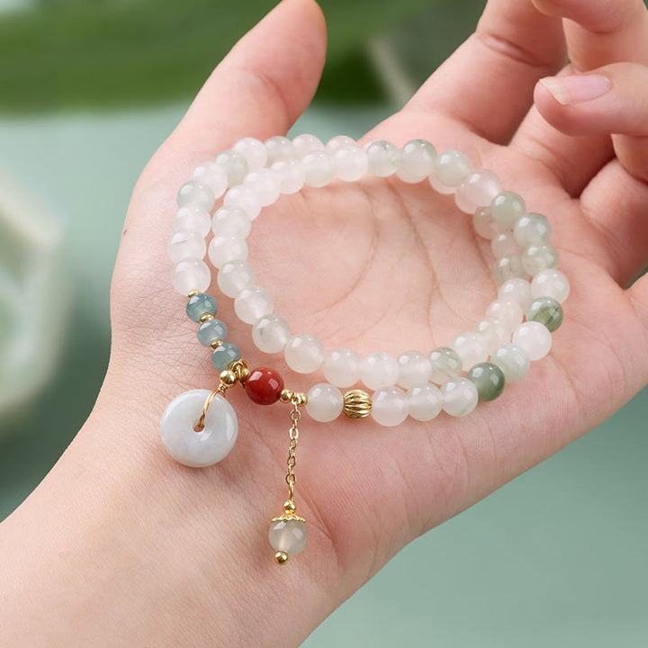 Buddha Stones Bransoletka z jadeitu Peace Buckle Luck Abundance Double Wrap - image 3