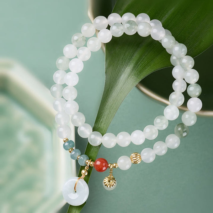 Buddha Stones Bransoletka z jadeitu Peace Buckle Luck Abundance Double Wrap - image 1