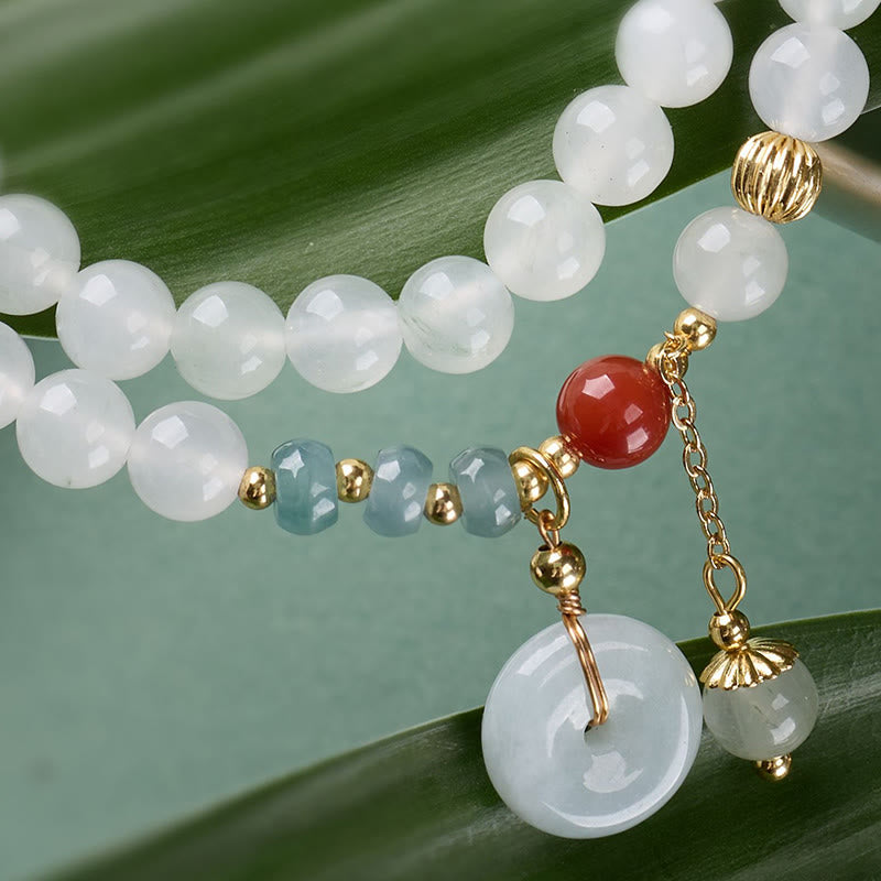 Buddha Stones Bransoletka z jadeitu Peace Buckle Luck Abundance Double Wrap - image 4