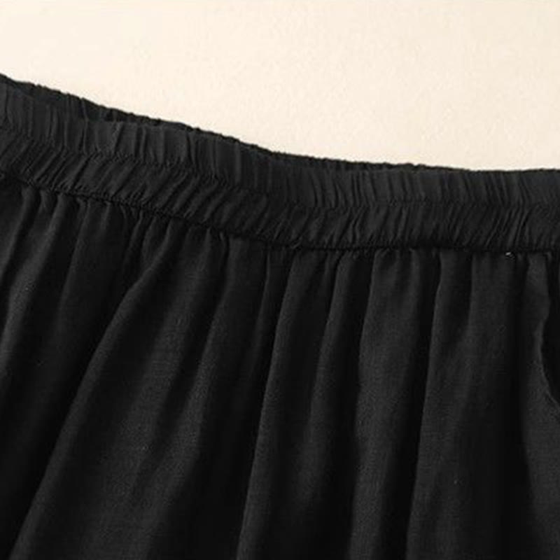 Damskie spodnie z szerokimi nogawkami i kieszeniami, długość 7-8, haft z Buddha Stones - image 14