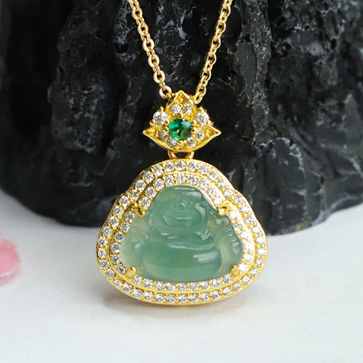 Buddha Stones Naszyjnik z jadeitu z śmiejącym się Buddą, zapewniający pomyślność i szczęście - image 7