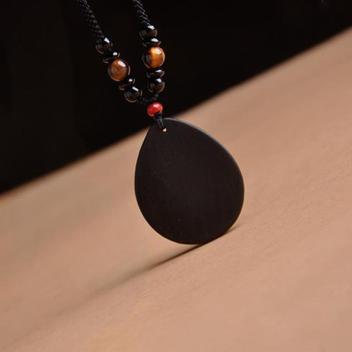 Buddha Stones Chiński naszyjnik z wisiorkami z motywem Buddy z hebanu, drewna tygrysiego i czarnego onyksu - image 17