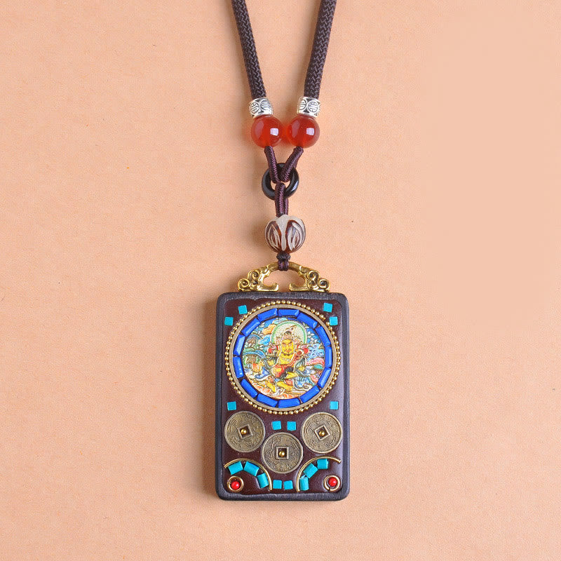 Buddha Stones Naszyjnik z wisiorkiem Thangka Yin Yang z miedzianymi monetami i hebanowym drewnem Zakiram Balance - image 17