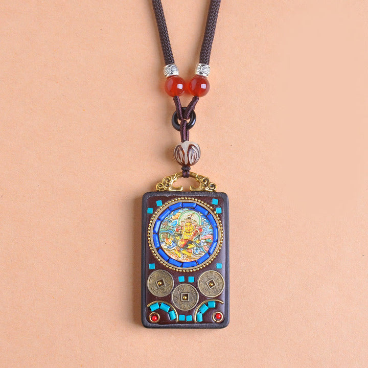 Buddha Stones Naszyjnik z wisiorkiem Thangka Yin Yang z miedzianymi monetami i hebanowym drewnem Zakiram Balance - image 17