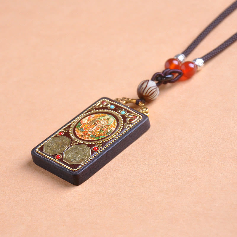 Buddha Stones Naszyjnik z wisiorkiem Thangka Yin Yang z miedzianymi monetami i hebanowym drewnem Zakiram Balance - image 10