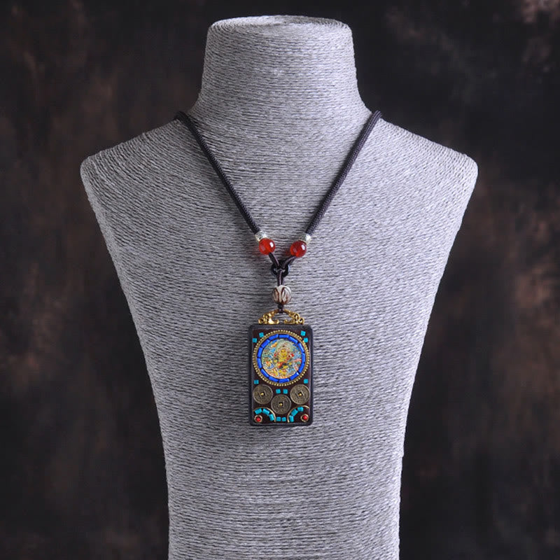 Buddha Stones Naszyjnik z wisiorkiem Thangka Yin Yang z miedzianymi monetami i hebanowym drewnem Zakiram Balance - image 18