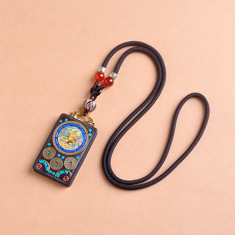 Buddha Stones Naszyjnik z wisiorkiem Thangka Yin Yang z miedzianymi monetami i hebanowym drewnem Zakiram Balance - image 16