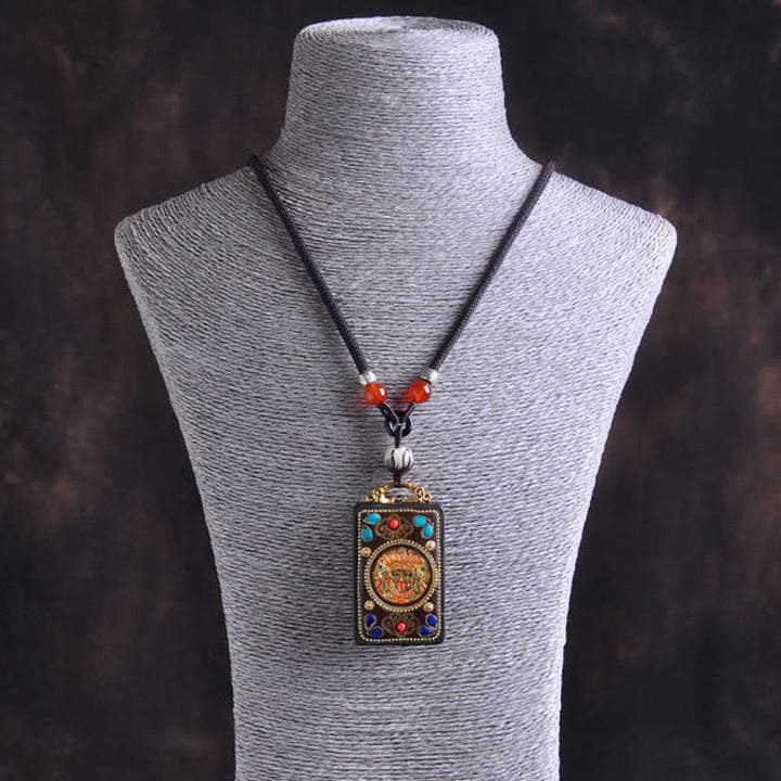 Buddha Stones Naszyjnik z wisiorkiem Thangka Yin Yang z miedzianymi monetami i hebanowym drewnem Zakiram Balance - image 3