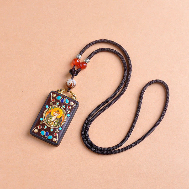 Buddha Stones Naszyjnik z wisiorkiem Thangka Yin Yang z miedzianymi monetami i hebanowym drewnem Zakiram Balance - image 12