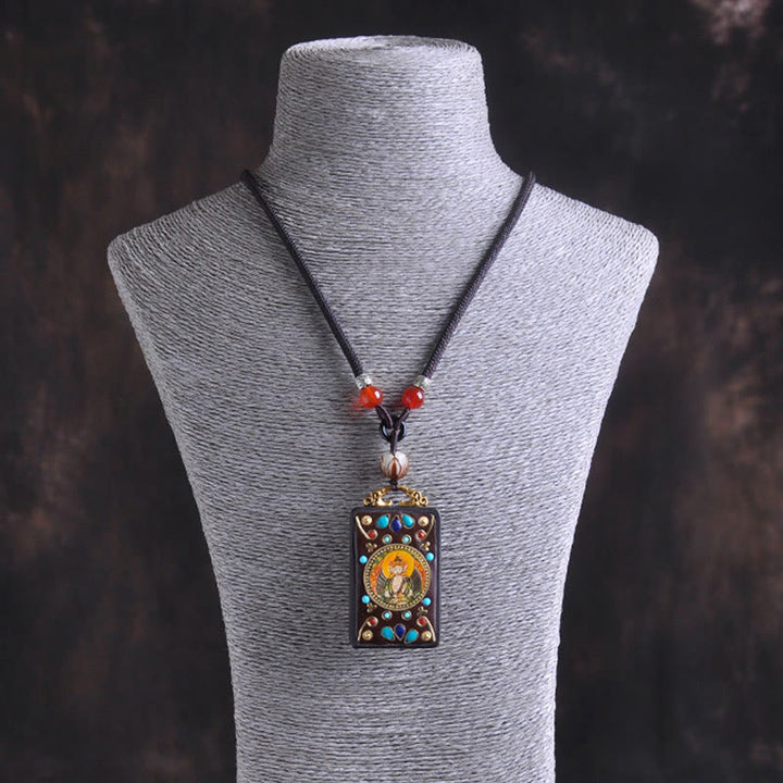 Buddha Stones Naszyjnik z wisiorkiem Thangka Yin Yang z miedzianymi monetami i hebanowym drewnem Zakiram Balance - image 14