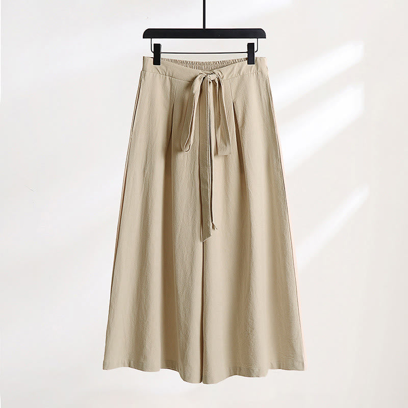 Buddha Stones Spodnie męskie z szerokimi nogawkami, sznurowane, z lnem i bawełną, do kostek, z kieszeniami - For - US/UK/AU54， EU64 (9XL) - image 0