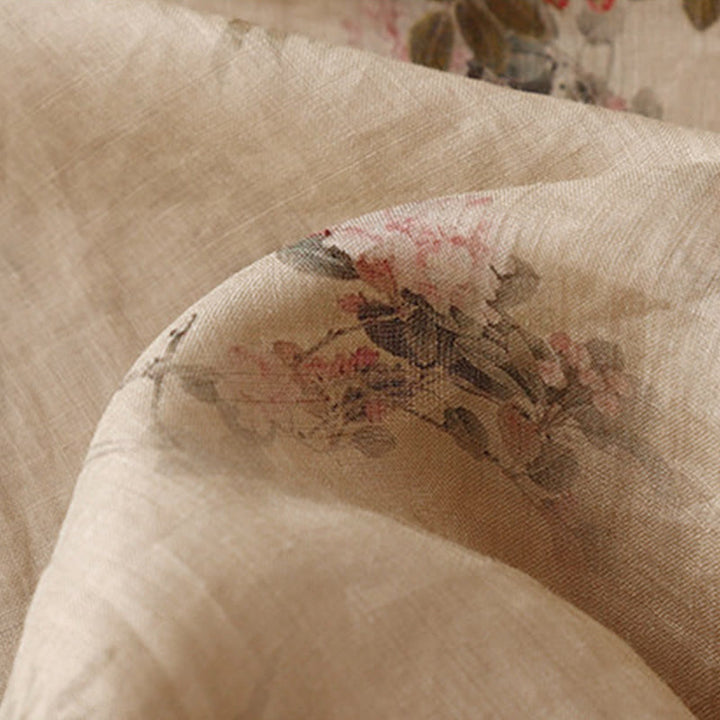 Buddha Stones Koszula damska z rękawem trzy czwarte, w białe, storczykowate, czerwone kwiaty i żabie guziki - image 16