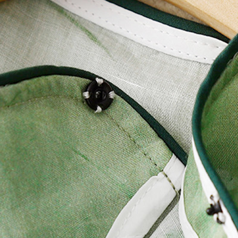 Buddha Stones Koszula damska z rękawem trzy czwarte, w białe, storczykowate, czerwone kwiaty i żabie guziki - image 4