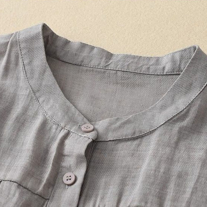 Buddha Stones Koszula damska z okrągłym dekoltem i guzikami, z rękawem trzy czwarte - image 1