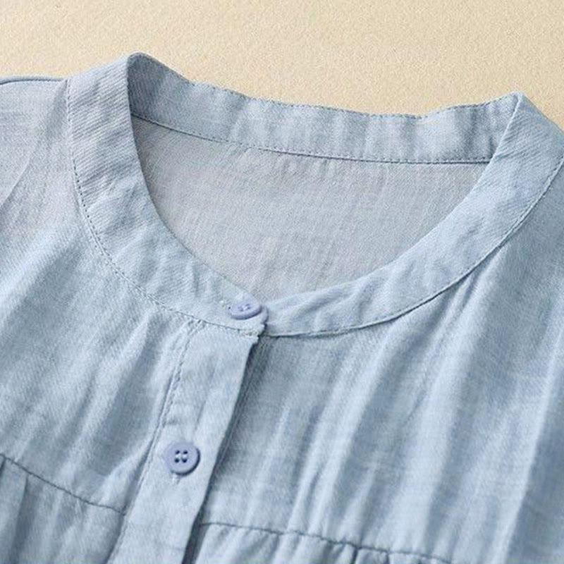 Buddha Stones Koszula damska z okrągłym dekoltem i guzikami, z rękawem trzy czwarte - image 6