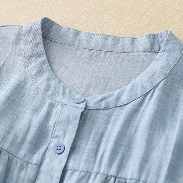 Buddha Stones Koszula damska z okrągłym dekoltem i guzikami, z rękawem trzy czwarte - image 6