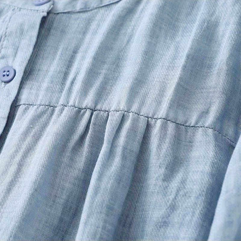 Buddha Stones Koszula damska z okrągłym dekoltem i guzikami, z rękawem trzy czwarte - image 7