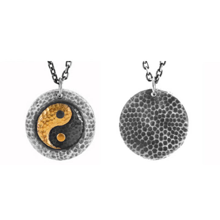 Buddha Stones Naszyjnik z wisiorkiem ze srebra próby 999, złota próby 999, równowagi Yin Yang, stali tytanowej - image 10