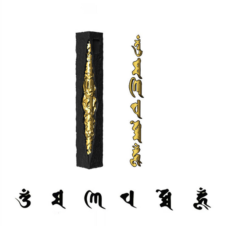 Buddha Stones Naszyjnik z wisiorkiem Om Mani Padme Hum ze srebra próby 999 i złota próby 999 - image 13