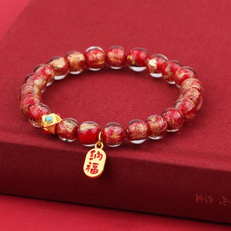 Buddha Stones Tybetańskie Kadzidło Popiół Liuli Szklane Koraliki Szczęście Fortuna Fu Charakter Bransoletka z Urokiem