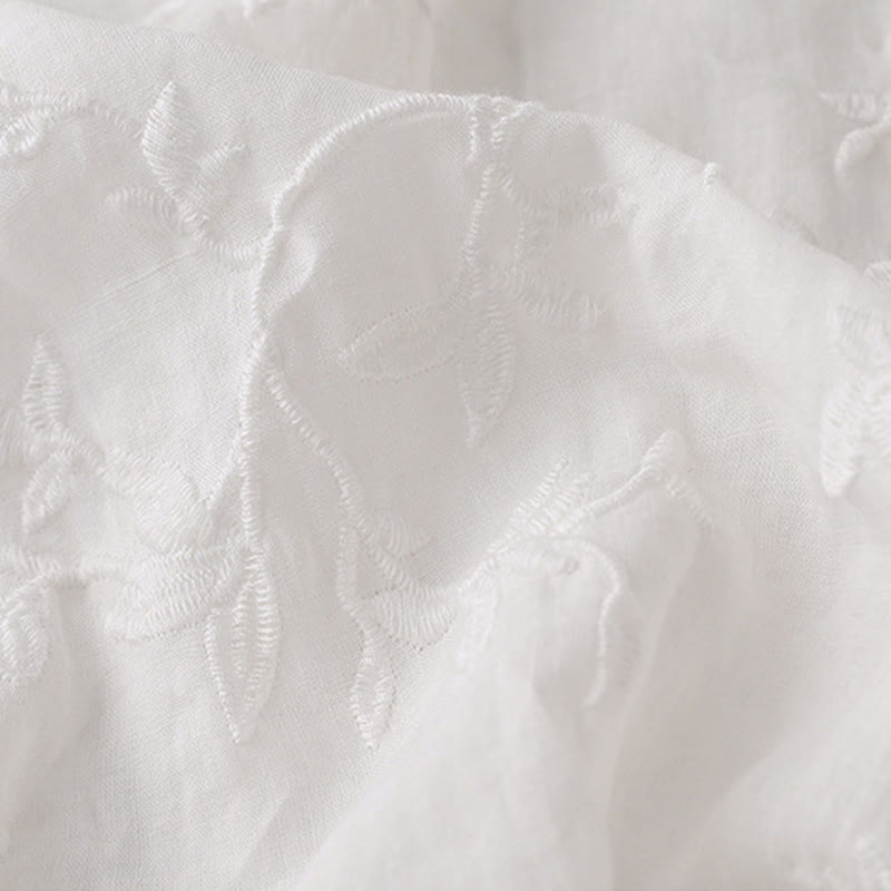 Buddha Stones Koszula damska bawełniana wiosenna z długim rękawem i dekoltem w serek, z wzorem liści - image 14