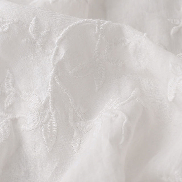 Buddha Stones Koszula damska bawełniana wiosenna z długim rękawem i dekoltem w serek, z wzorem liści - image 14