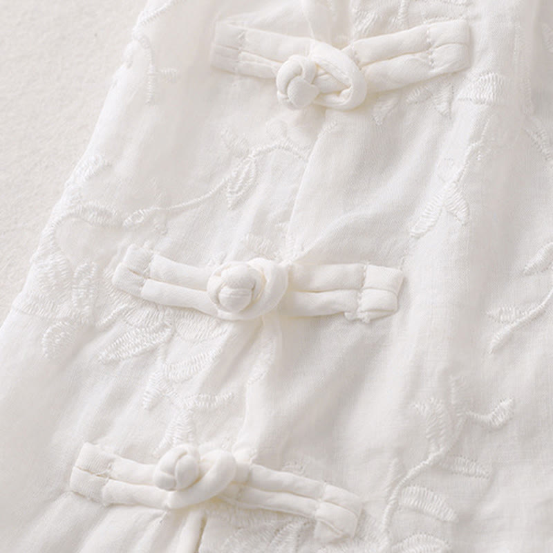 Buddha Stones Koszula damska bawełniana wiosenna z długim rękawem i dekoltem w serek, z wzorem liści - image 13