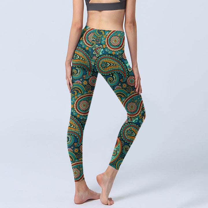 Buddha Stones Damskie legginsy do jogi z nadrukiem w stylu retro paisley - image 4