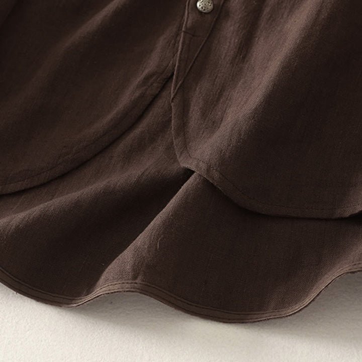 Buddha Stones Wiosenna, prosta, damska, bawełniana koszula z długim rękawem i dekoltem w serek - image 3