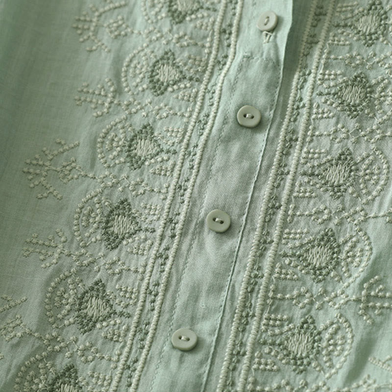 Buddha Stones Letnia koszula damska z krótkim rękawem i okrągłym dekoltem z poliestru w kwiatowy wzór - image 13