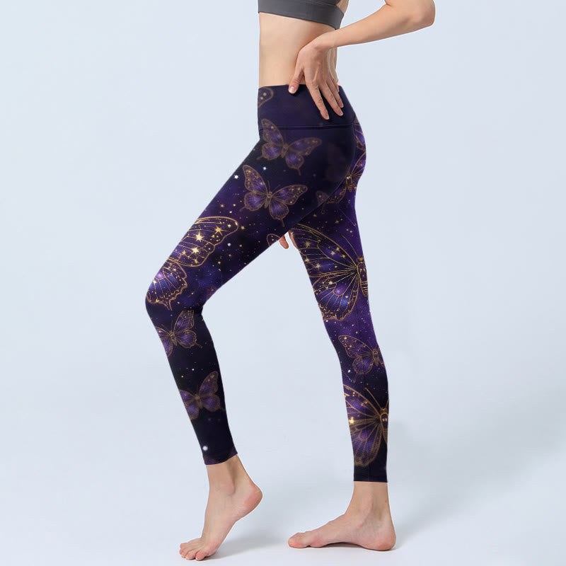 Buddha Stones Legginsy do jogi damskie w stylu romantycznym z nadrukiem motyli - image 2
