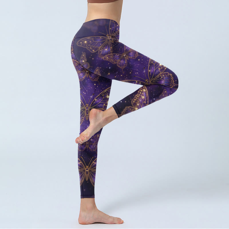 Buddha Stones Legginsy do jogi damskie w stylu romantycznym z nadrukiem motyli - image 3