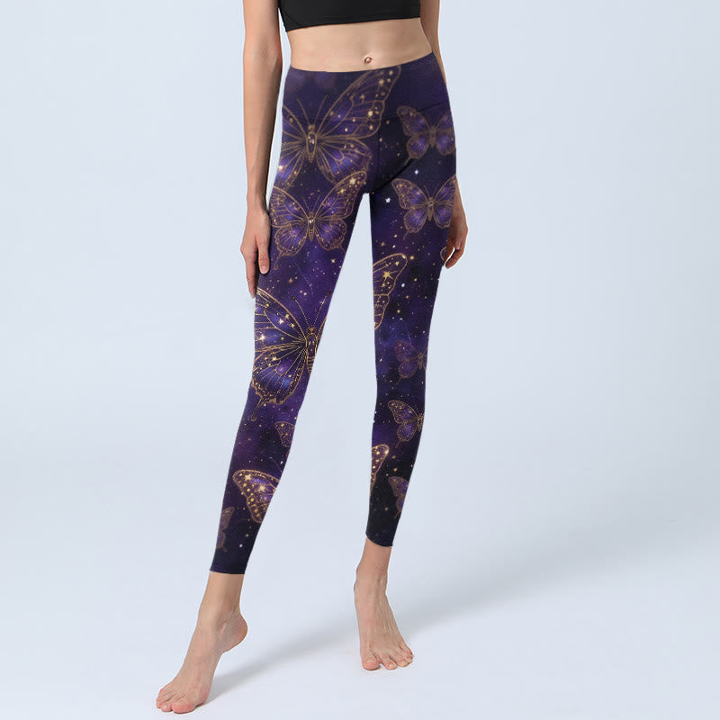 Buddha Stones Legginsy do jogi damskie w stylu romantycznym z nadrukiem motyli - image 5