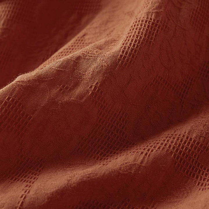 Buddha Stones Luźna damska bawełniana koszulka z klapami i kwiatowym wzorem - image 20