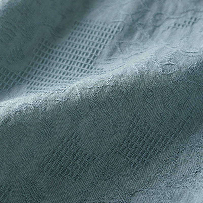 Buddha Stones Luźna damska bawełniana koszulka z klapami i kwiatowym wzorem - image 13