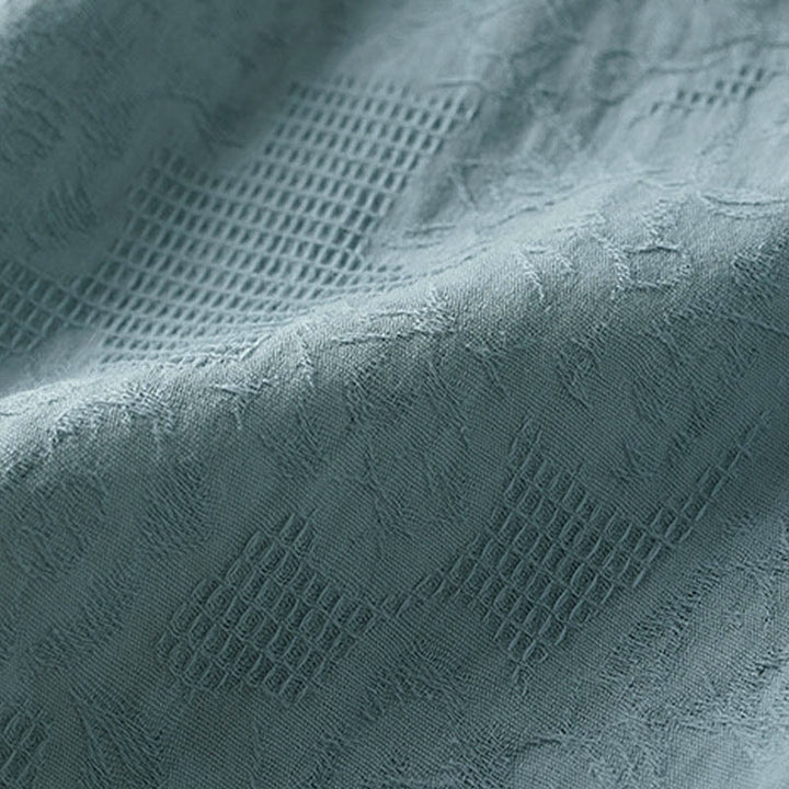 Buddha Stones Luźna damska bawełniana koszulka z klapami i kwiatowym wzorem - image 13