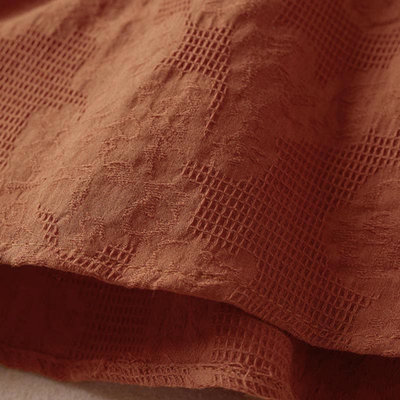 Buddha Stones Luźna damska bawełniana koszulka z klapami i kwiatowym wzorem - image 19