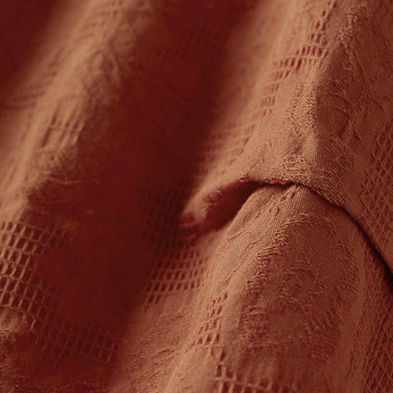 Buddha Stones Luźna damska bawełniana koszulka z klapami i kwiatowym wzorem - image 21