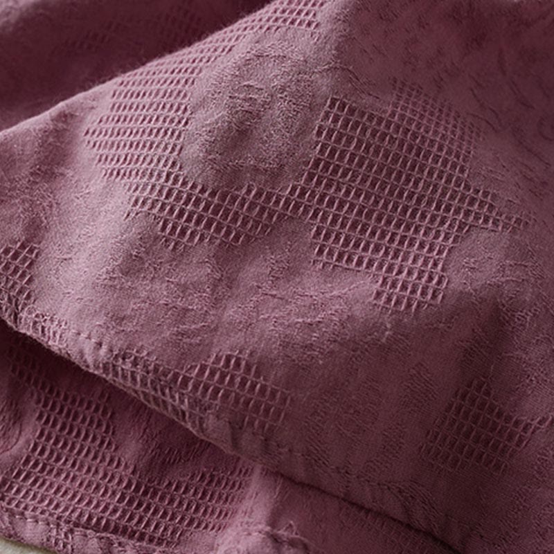 Buddha Stones Luźna damska bawełniana koszulka z klapami i kwiatowym wzorem - image 6