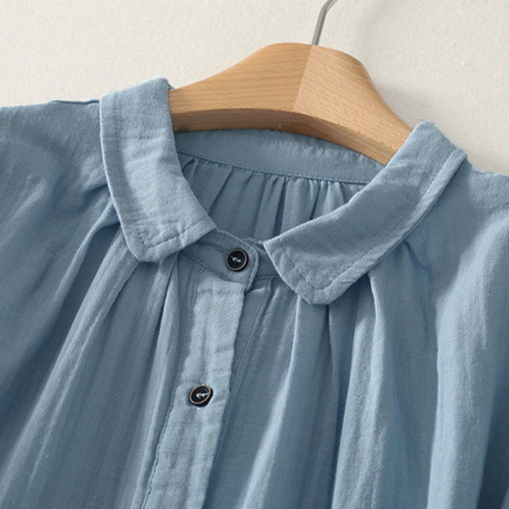 Buddha Stones Koszula damska z poliestru w jednolitym kolorze, z okrągłym dekoltem i długim rękawem - image 2