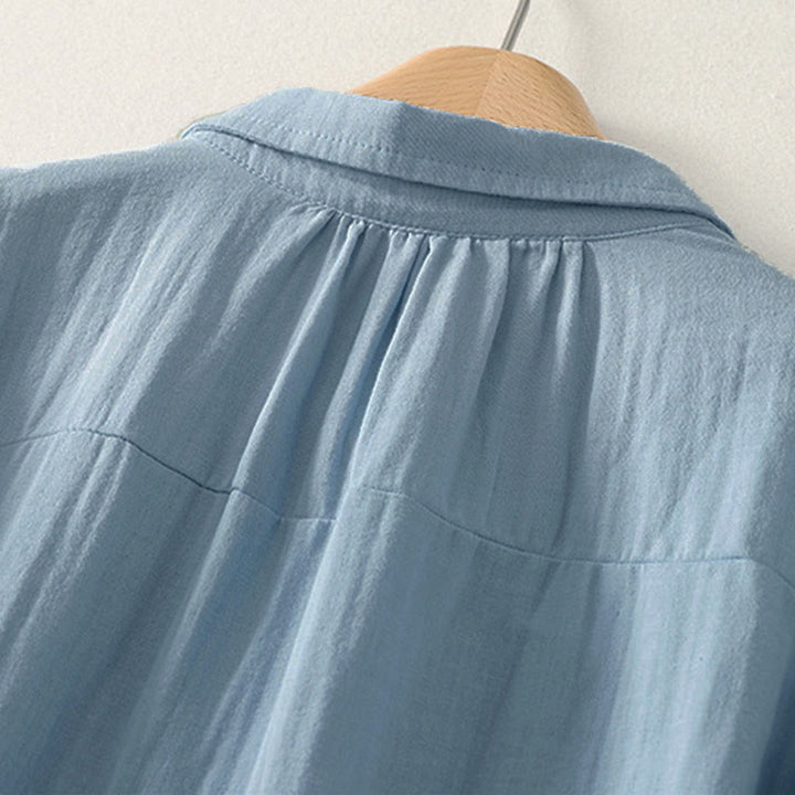 Buddha Stones Koszula damska z poliestru w jednolitym kolorze, z okrągłym dekoltem i długim rękawem - image 8