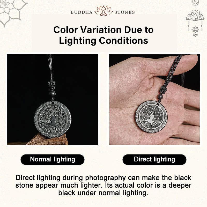 Buddha Stones, wzór rzeźbienia drzewa życia, autentyczny kamień szungit, wisiorek ochronny - image 4